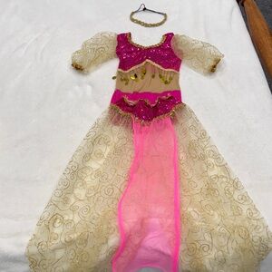 Halloween costume- Pink and Gold Gypsy Princess Dress with headband
